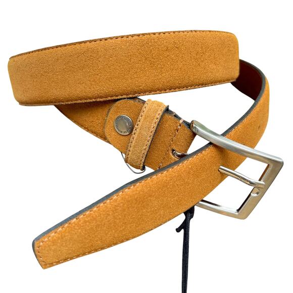 Camel Italian Suede Leather Mens Belt Sz 105/42 - Picture 1 of 5